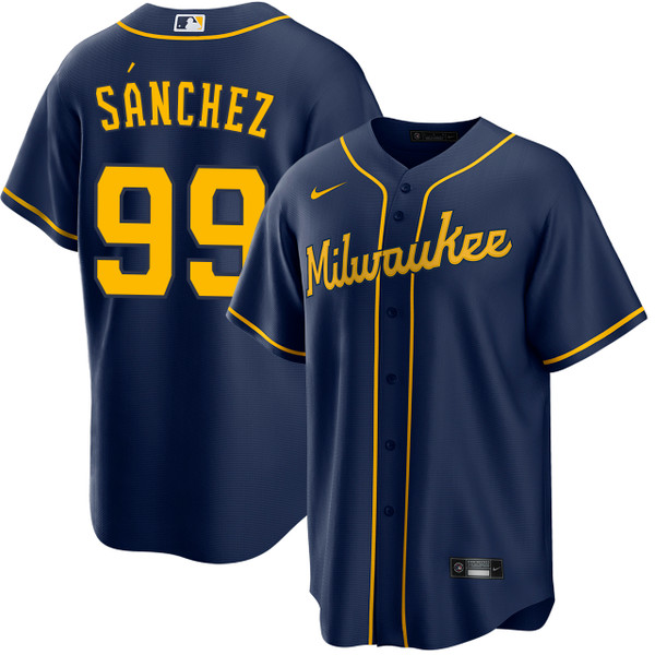 Gary Sánchez Milwaukee Brewers Alternate Navy Jersey by NIKE