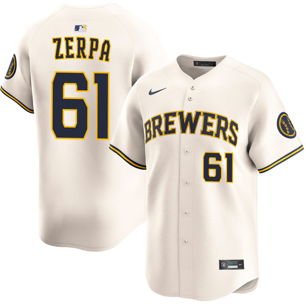 Angel Zerpa Milwaukee Brewers Home Limited Jersey by NIKE