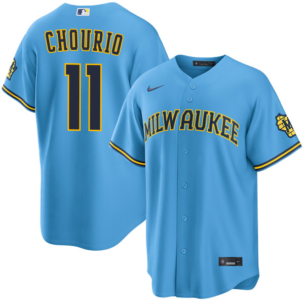 Jackson Chourio Milwaukee Brewers Road Stadium Jersey by NIKE