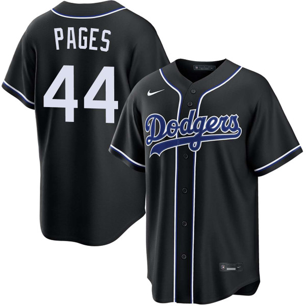 Los Angeles Dodgers アメリカンフットボールジャージ Andy Pages Los Angeles Dodgers Black Carbon Jersey by NIKE