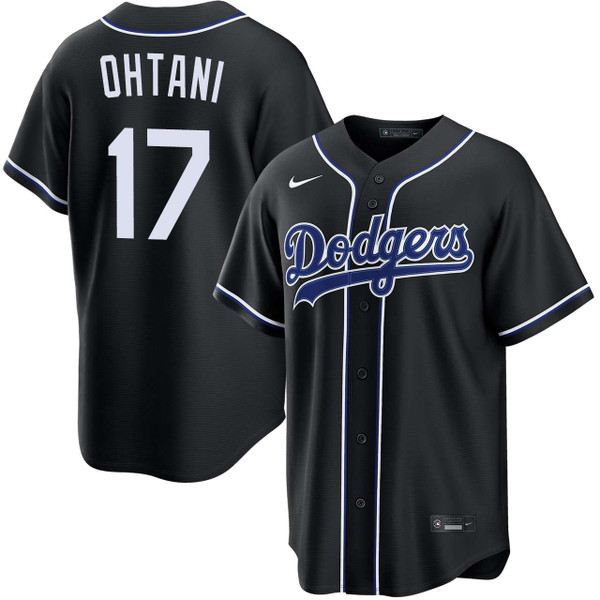 Nike Ohtani Shohei Dodgers ユニフォーム XL Shohei Ohtani Los Angeles Dodgers Black Carbon Jersey by NIKE