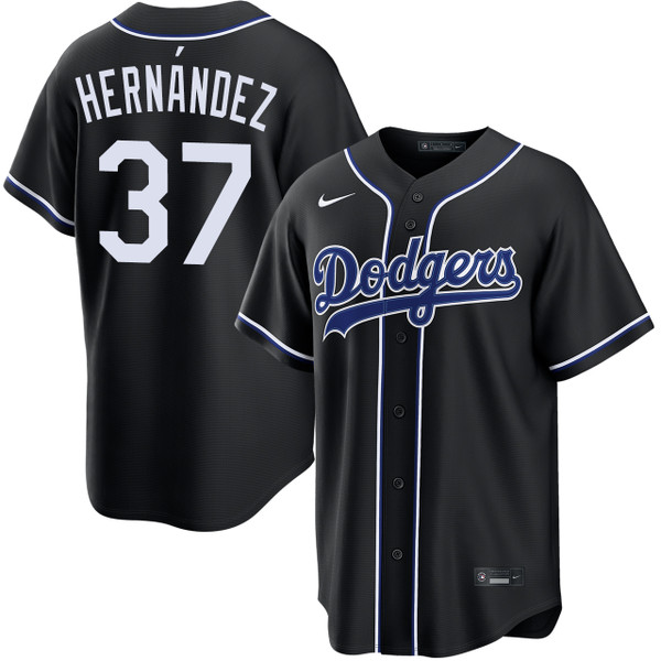 Teoscar Hernández Los Angeles Dodgers Black Carbon Jersey by NIKE