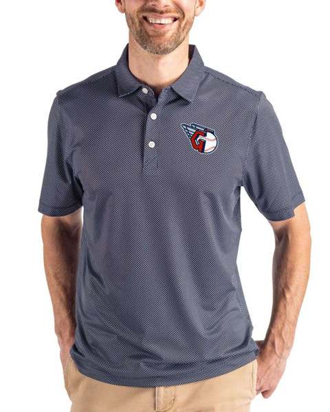 Cleveland Guardians Navy Blue/White Pike Symmetry Print Polo by Cutter ...