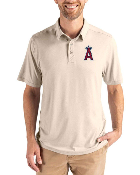 Los Angeles Angels Wheat Coastline Double Peached Polo by Cutter