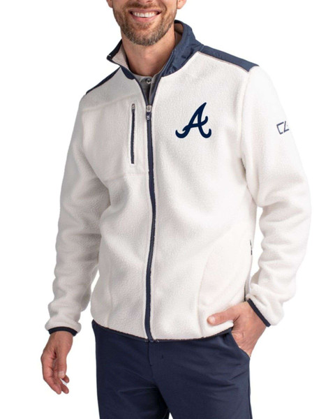 Atlanta Braves Shell/Navy Blue Cascade Epic Comfort Sherpa Fleece