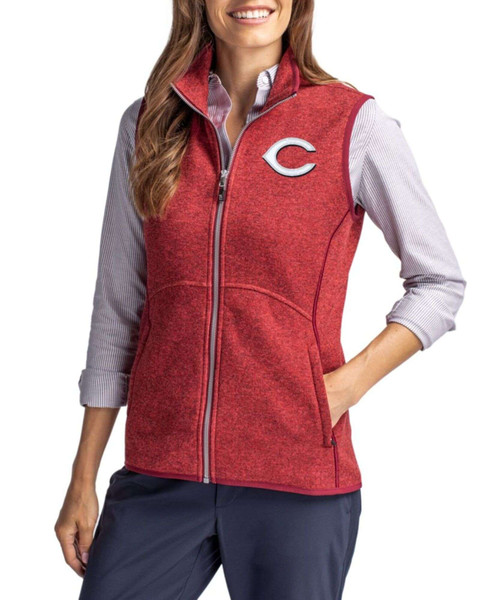 Cincinnati Reds Women's Cardinal Red Heather Mainsail Sweater-Knit Full ...