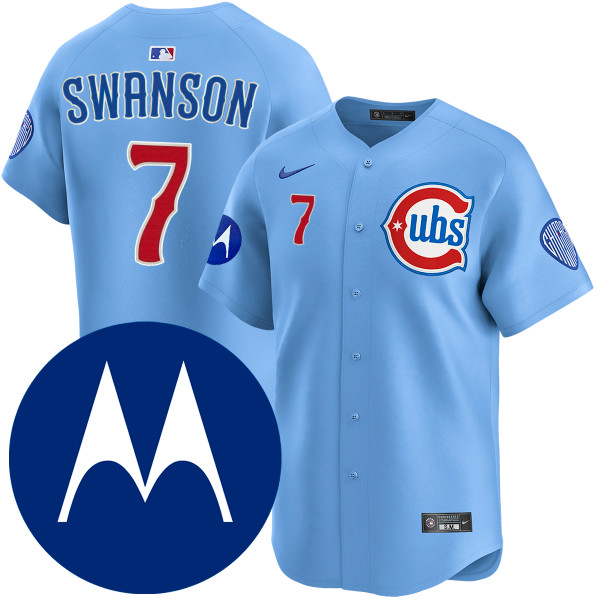 Dansby Swanson Chicago Cubs Alternate Blues Limited Motorola Patch 