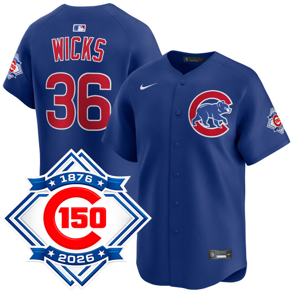 Jordan Wicks Chicago Cubs Alternate Royal 150th Anniversary