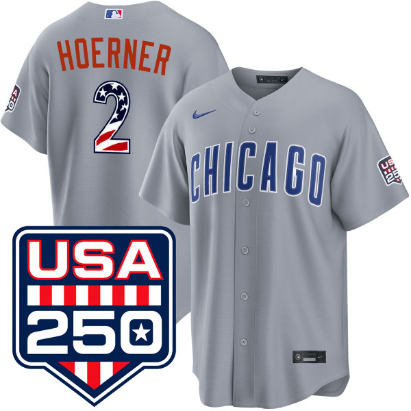 Nico Hoerner Chicago Cubs USA 250 Fourth of July Road Jersey by