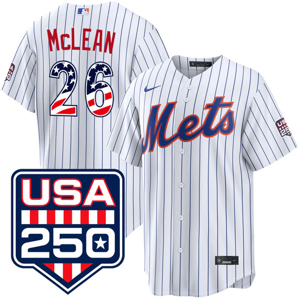Nolan McLean New York Mets USA 250 Fourth of July Home Jersey by
