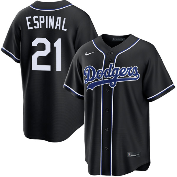 Santiago Espinal Los Angeles Dodgers Black Carbon Jersey by NIKE