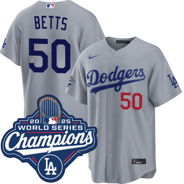 【現地公式店購入】 Nike Dodgers BETTSユニフォーム Lサイズ Mookie Betts Los Angeles Dodgers Road World Series Champions