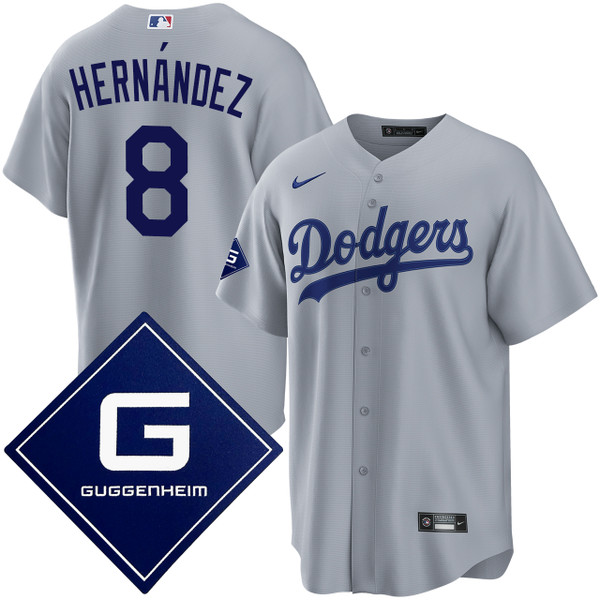 Kiké Hernández Los Angeles Dodgers Road Guggenheim Patch Jersey by