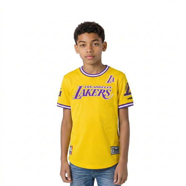 LAKERS セットアップ ゲームシャツ XXL bboy b系 Los Angeles Lakers Yellow/Purple Classic Big Boy's Short Sleeve