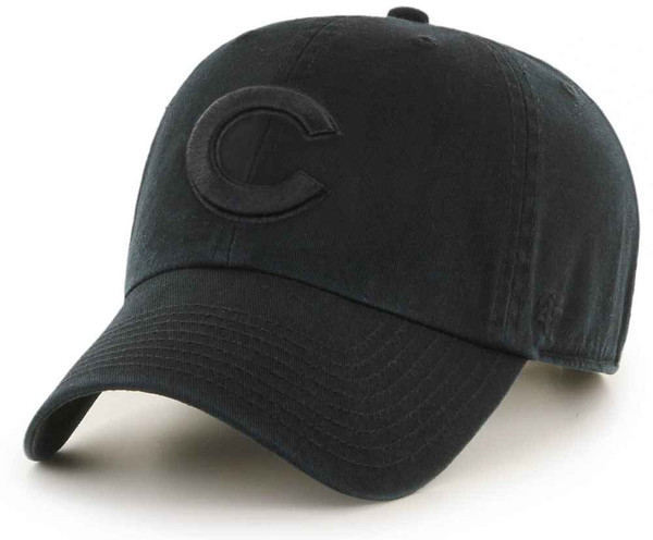 Chicago Cubs Adjustable Black Logo Clean-Up Hat by '47