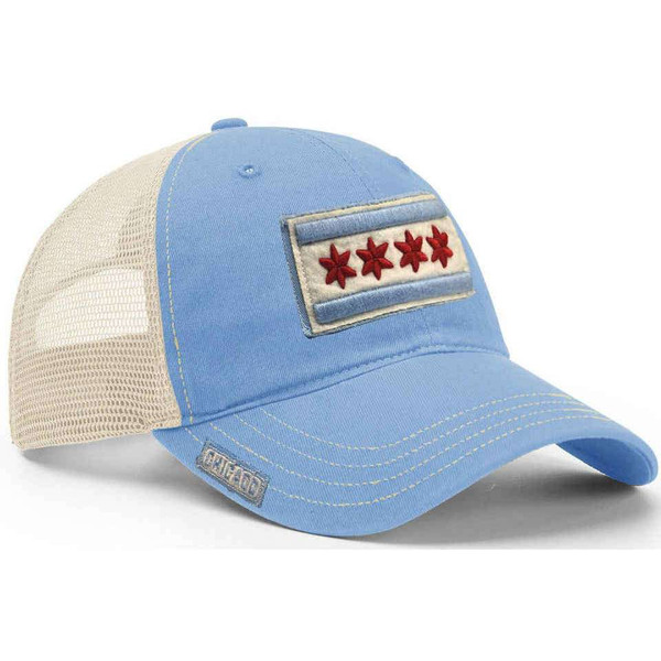 City of Chicago Vintage Baby Blue Mesh Trucker Hat | Chicago  display picture 1