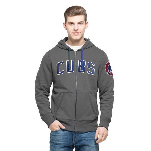 Chicago Cubs Charcoal Ovation Full-Zip Headline Hoodie by '47®
