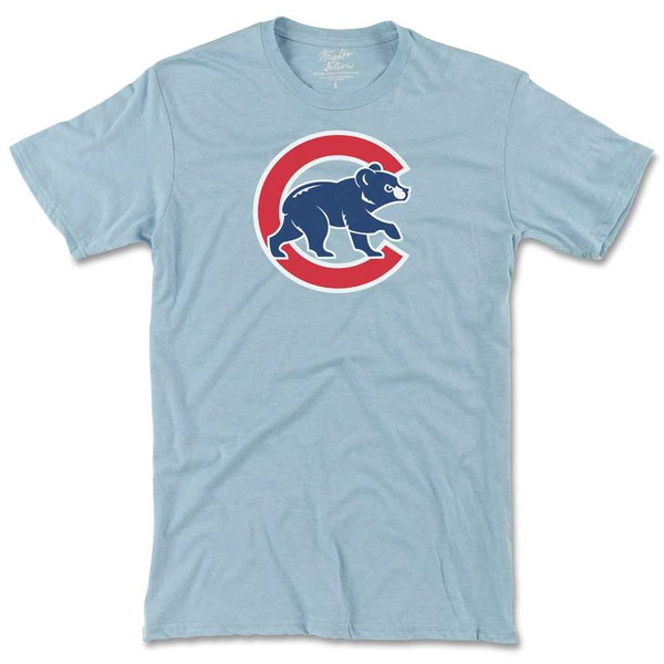 Stitches Chicago Cubs Youth T-Shirt Walking Bear Logo Heather Blue