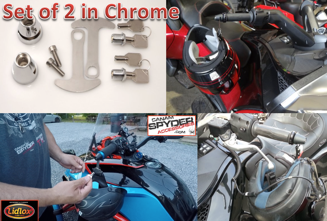 CHROME Lidlox Helmet Locks for Can Am 