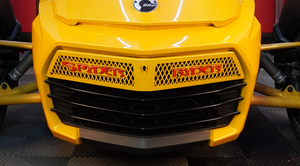 F3 upper front grill yellow circuit with red viper Spyder Ryder logo letters F3 upper front grill yellow circuit with red viper Spyder Ryder logo letters
