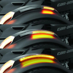 Show Chrome - F3/Ryker 2019 and up & RT 2020 and up - Slayer Front Fender SMOKE Sequential LED Lights Show Chrome - F3/Ryker 2019 and up & RT 2020 and up - Slayer Front Fender SMOKE Sequential LED Lights