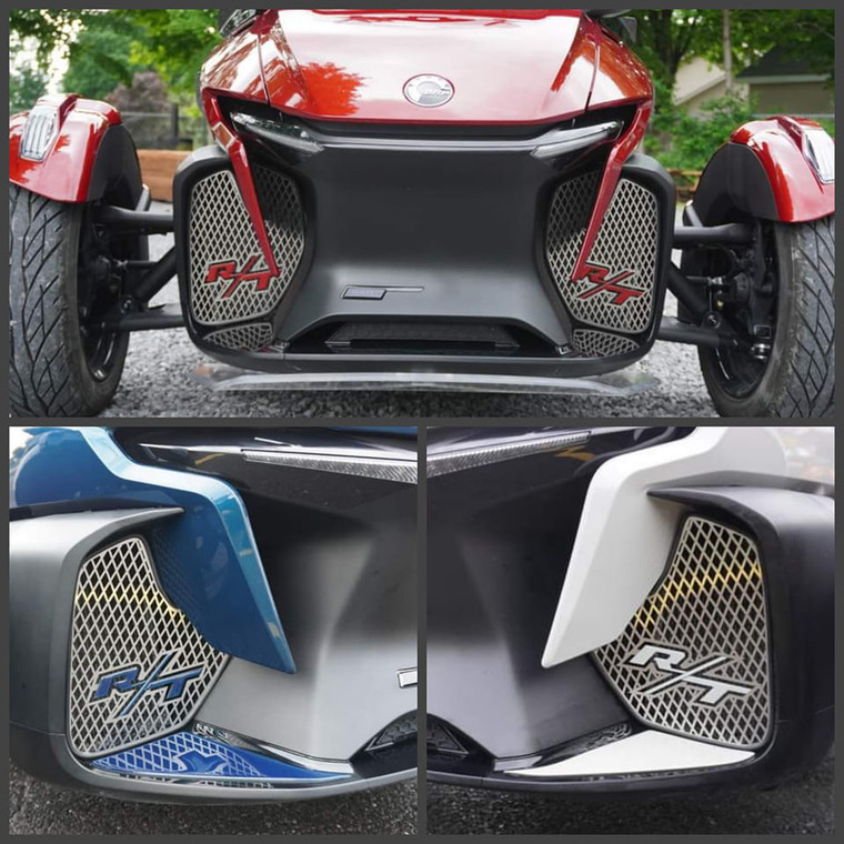 RT 2020 and up - Front Grills - 2 RT Logos - Stainless Steel With Colors Match Letters