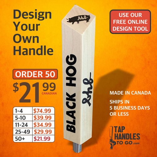 Diamond tall wood tap handle. Customize with your design. Aluminum ferrule.