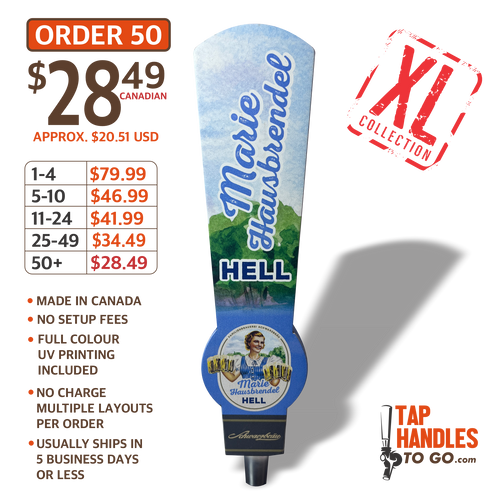 Traditional Xl laser cut beer tap handle Full color