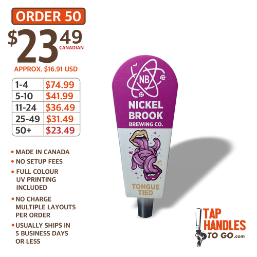 Pop a top short beer tap handle made in Canada laser cut