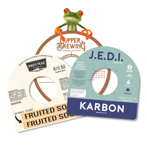 Custom keg collars - peelable sticker area