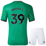 BRUNO G. #39 Newcastle United 23/24 Kid's Away Shirt and Shorts - PL Font