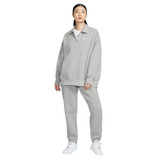 Nike Women's Gray Oversized Short-Zip Fleece