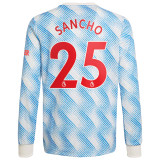 SANCHO #25 Men's 21/22 Long Sleeve Stadium Manchester United Away Shirt