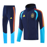 Spain 2026 Men's Blue Long Zip Hoodie Tracksuit