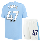 FODEN #47 Manchester City 23/24 Kid's Home Shirt and Shorts - PL Font
