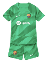 Barcelona 23/24 Kid's Green Goalkeeper Shirt and Shorts