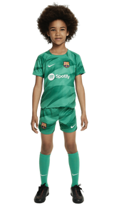 Barcelona 23/24 Kid's Green Goalkeeper Shirt and Shorts