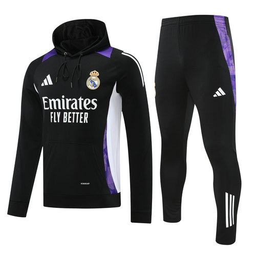 Real Madrid 24/25 Men's Black-Purple Hoodie Tracksuit