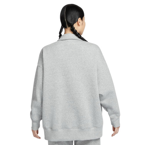 Nike Women's Gray Oversized Short-Zip Fleece