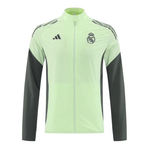 Real Madrid 25/26 Men's Lime Green Long Zip Windbreaker