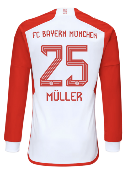 MÜLLER #25 Bayern Munich 23/24 Men's Home Long Sleeve Shirt