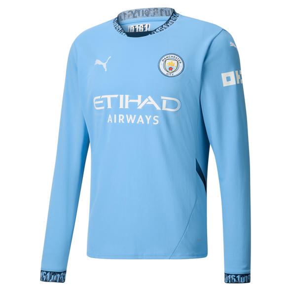 HAALAND #9 Manchester City 24/25 Men's Home Long Sleeve Shirt - PL Font
