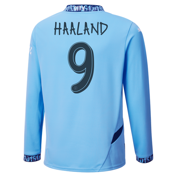 HAALAND #9 Manchester City 24/25 Men's Home Long Sleeve Shirt - Man City Font