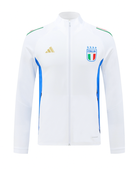 Italy 24/25 Men's White-Blue Long Zip Jacket