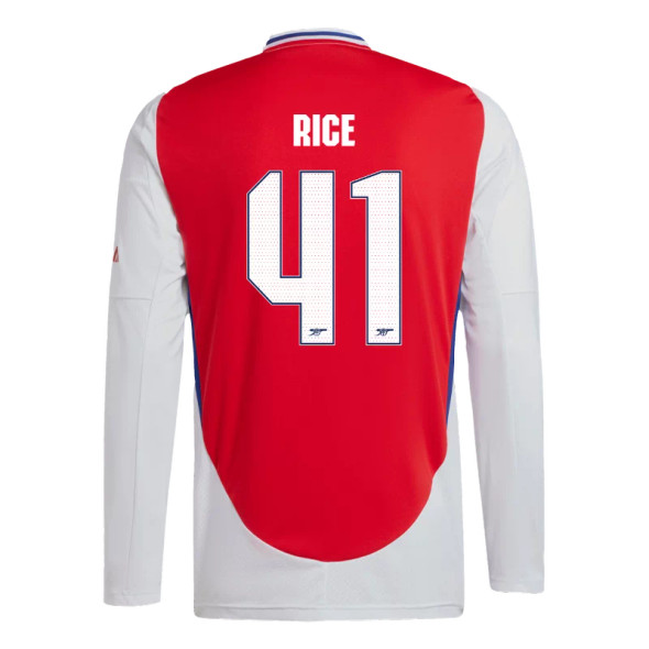 RICE #41 Arsenal 24/25 Men's Home Long Sleeve Shirt - Arsenal Font