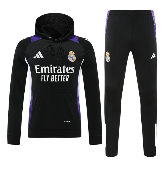 Real Madrid 24/25 Men's Black-Purple Hoodie Tracksuit
