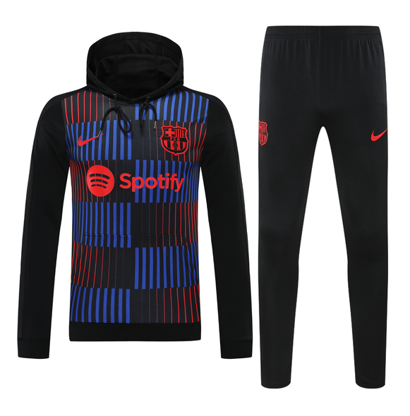 Barcelona 24/25 Men's Black-Patterns Hoodie Tracksuit