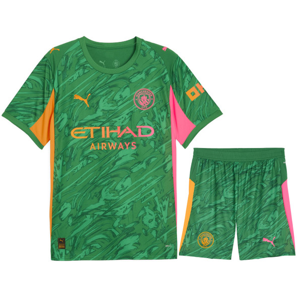Manchester City 25/26 Kid's Green Goalkeeper Mini-Kit