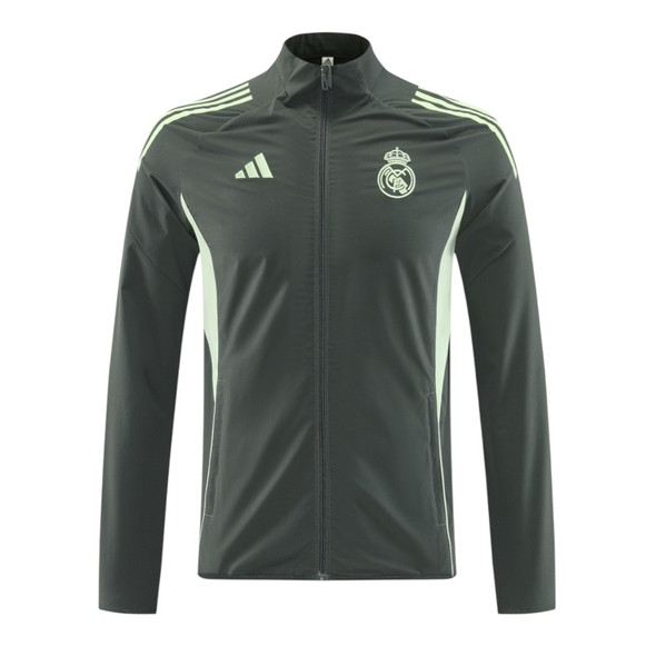 Real Madrid 25/26 Men's Dark Olive Long Zip Windbreaker