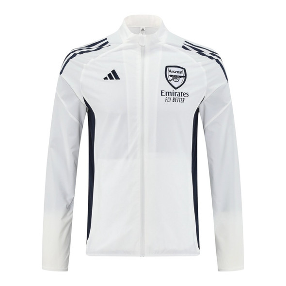Arsenal 25/26 Men's White Long Zip Windbreaker